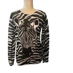 Divided Monochrome Striped Sweater Sz XS